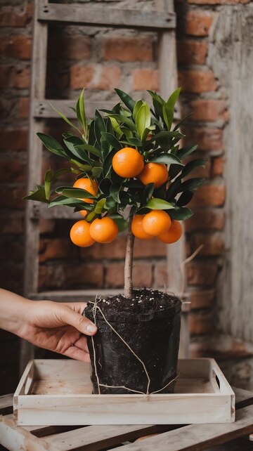 Hands woman holding calamondin flower pot 1313853 106917